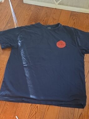 Edwin Navy Short Sleeve Tee with Red Chest Graphic